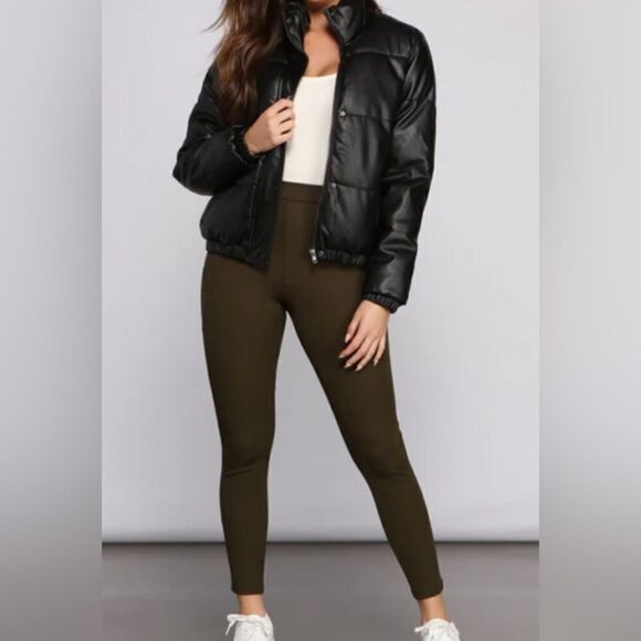 🆕 Women’s Free To Live Hunter Green Fleece Lined Leggings OS - Picture 1 of 6